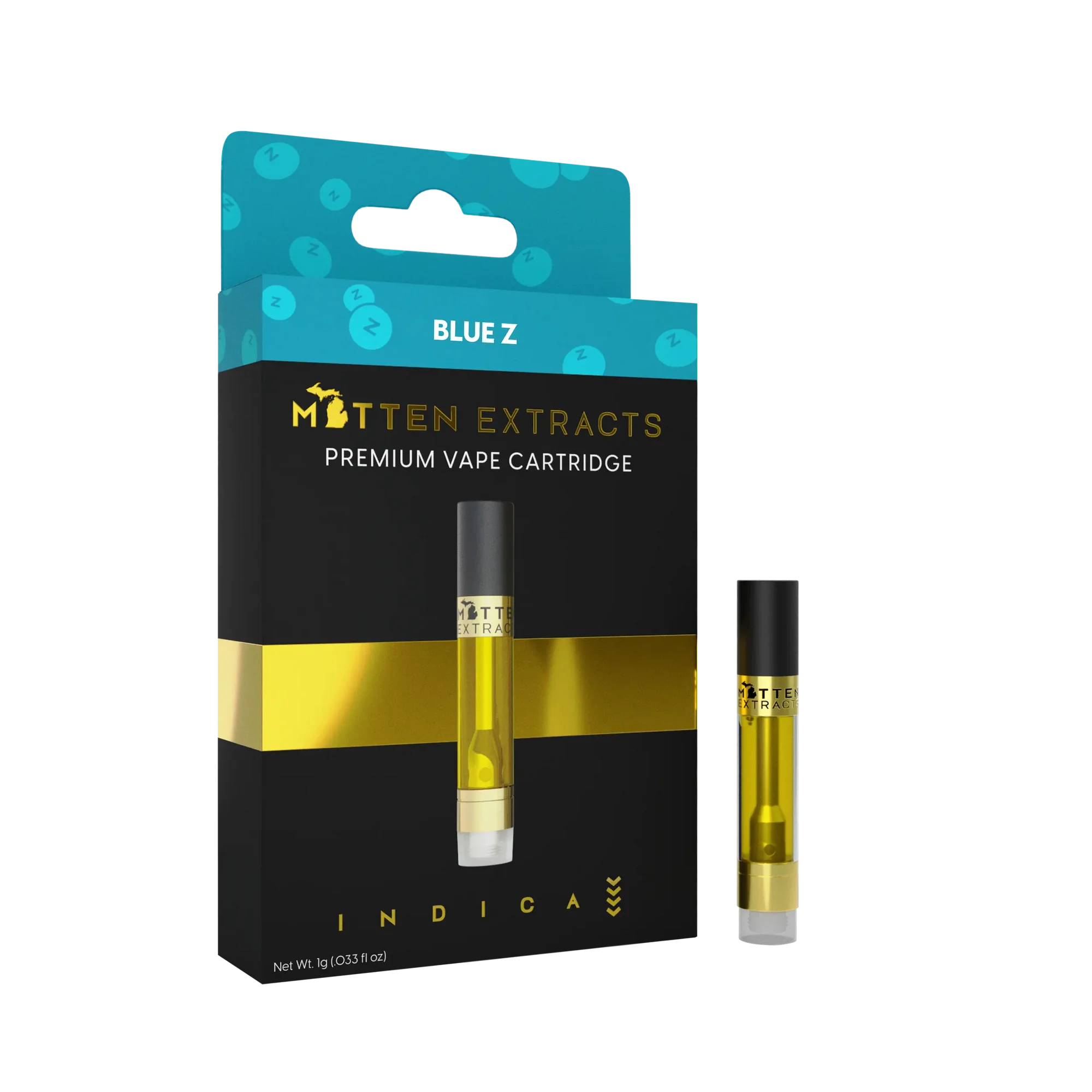 Mitten Extracts – Blue Z 1g Vape Cartridge (Indica)