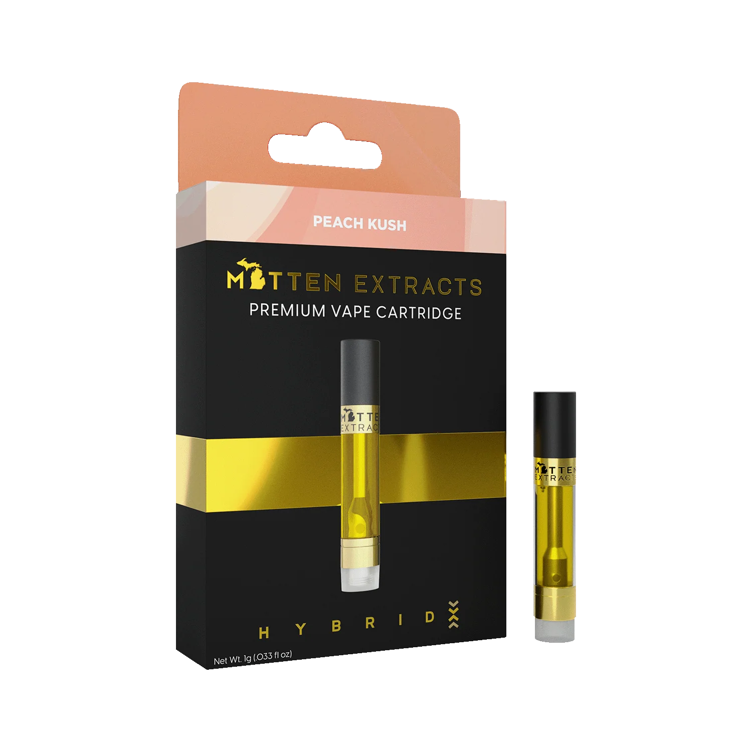 Mitten Extracts – Peach Kush 1g Vape Cartridge (Hybrid)