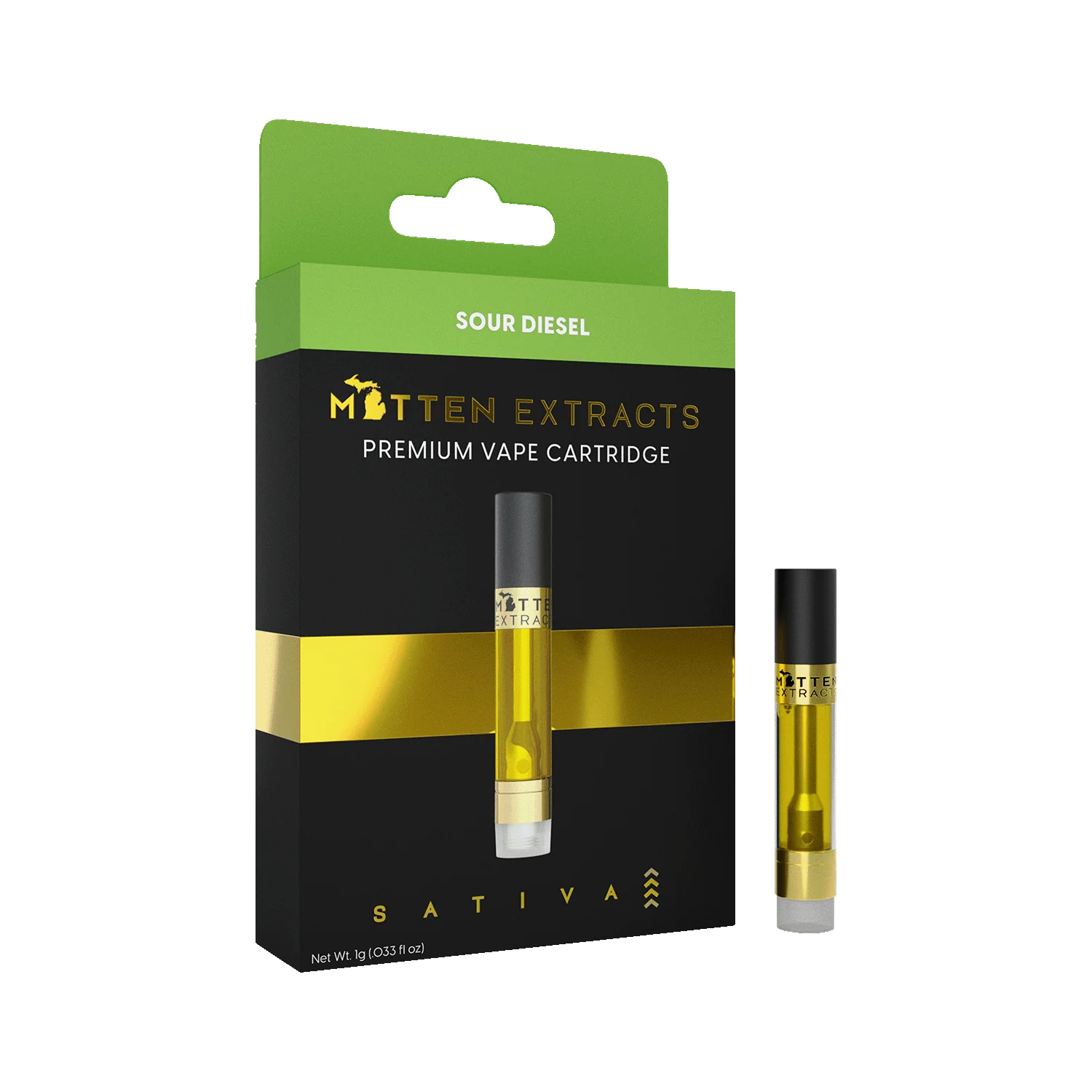 Mitten Extracts – Sour Diesel 1g Vape Cartridge (Sativa)